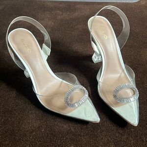 Aldo Clear Slingback heels with Crystal / Rhinestones